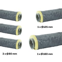 Lot 5 gaines isolées PVC 6 mètres pour VMC hygroréglable description